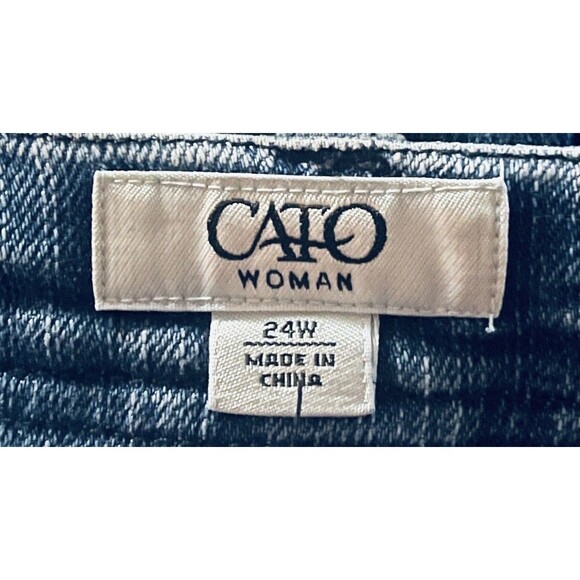 CATO Woman Stone-Washed Light Blue Wide Leg Denim Capri Jeans 24W - Picture 2 of 10